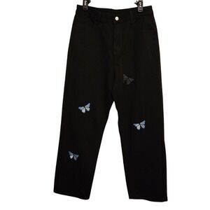 Shein MANFINITY |‎ Black Denim Jeans | Blue Butterflies | 30